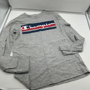 EUC Boys Champion Long Sleeve T Shirt Medium M Gray EO